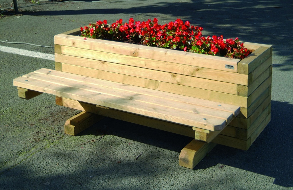 BLOEMBAK + 1 AANGEBOUWDE ZITBANK 147X94X63CM